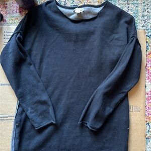 Carbon2Cobalt Cotton Cashmere Knit Sweater Size S Charcoal Grey Raw Hem